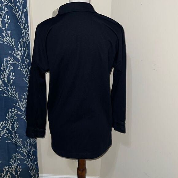 Soft Surroundings Adventura Navy Tunic Top Collar Split V-Neck sz Small Petite - Picture 3 of 8